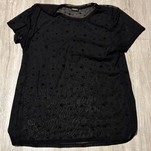Torrid Black Starry Sheer Tee